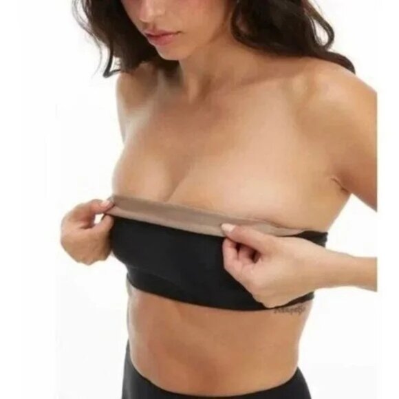 Good American Women's Reversible Black/Tan Shine Band Swim Top Size Small - Picture 1 of 8